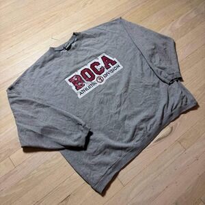 Boca Athletik Division Mens Crewneck Sweatshirt Gray Graphic Pullover XL